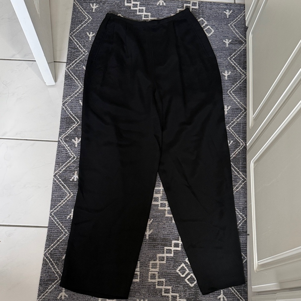 Ann Taylor Vintage 100% Silk Black High Waisted Trousers Pants